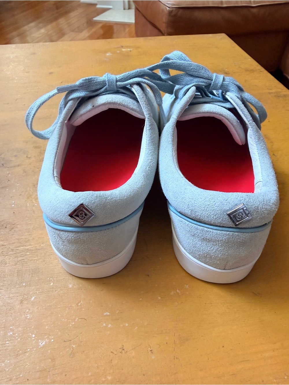 Cocktail Sneaker Gray Suede & Blue Leather Shoes - Picture 3 of 4